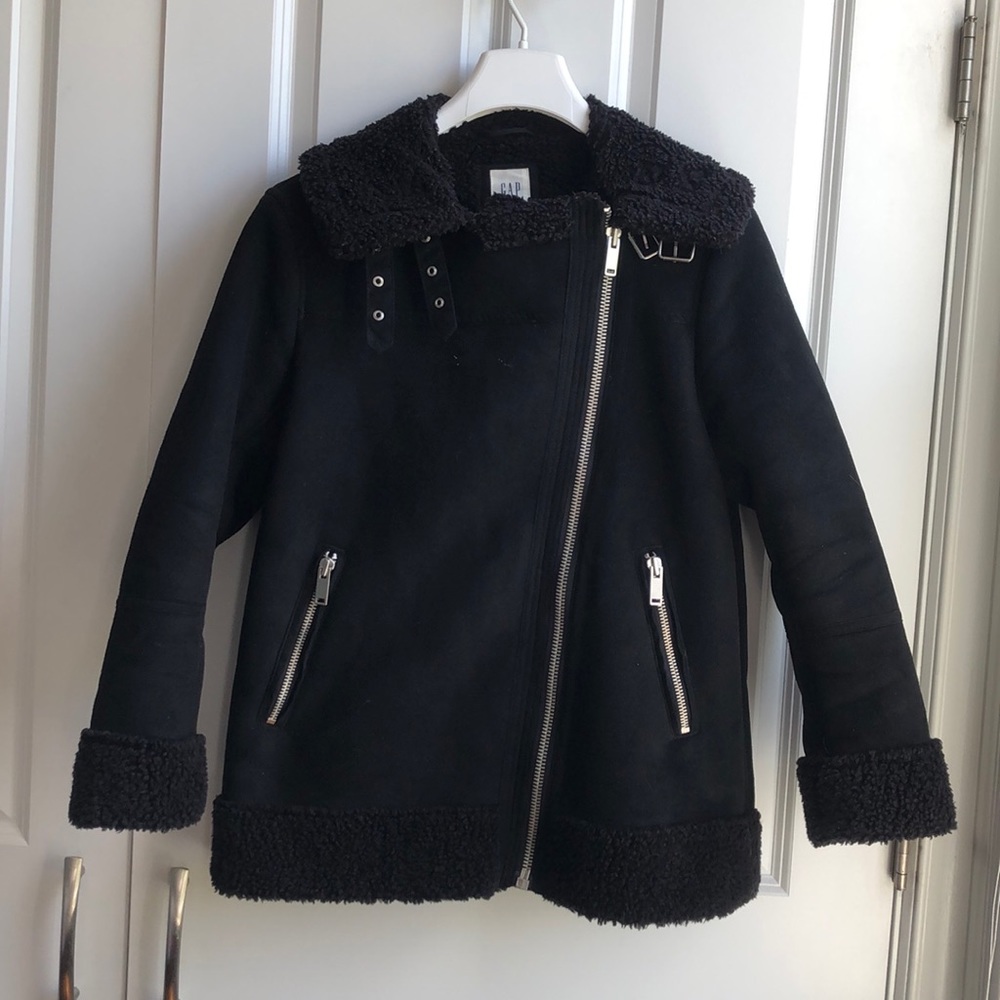 Gap Women’s Sherpa Faux-Suede Biker Jacket - Picture 7 of 9